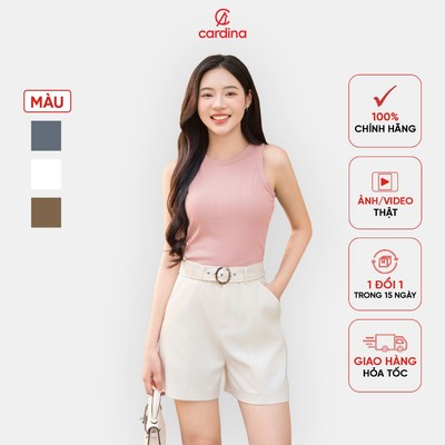 Quần short nữ CARDINA chất liệu chéo gân chỉ phối belt 5QSA06