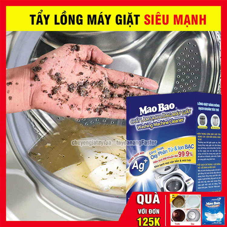 (Sạch Nhanh) Bột Vệ Sinh Máy Giặt Cửa Ngang, Vệ Sinh Máy Giặt Cửa Trên, Tẩy Lồng Máy Giặt Ion Bạc Kháng Khuẩn 300g