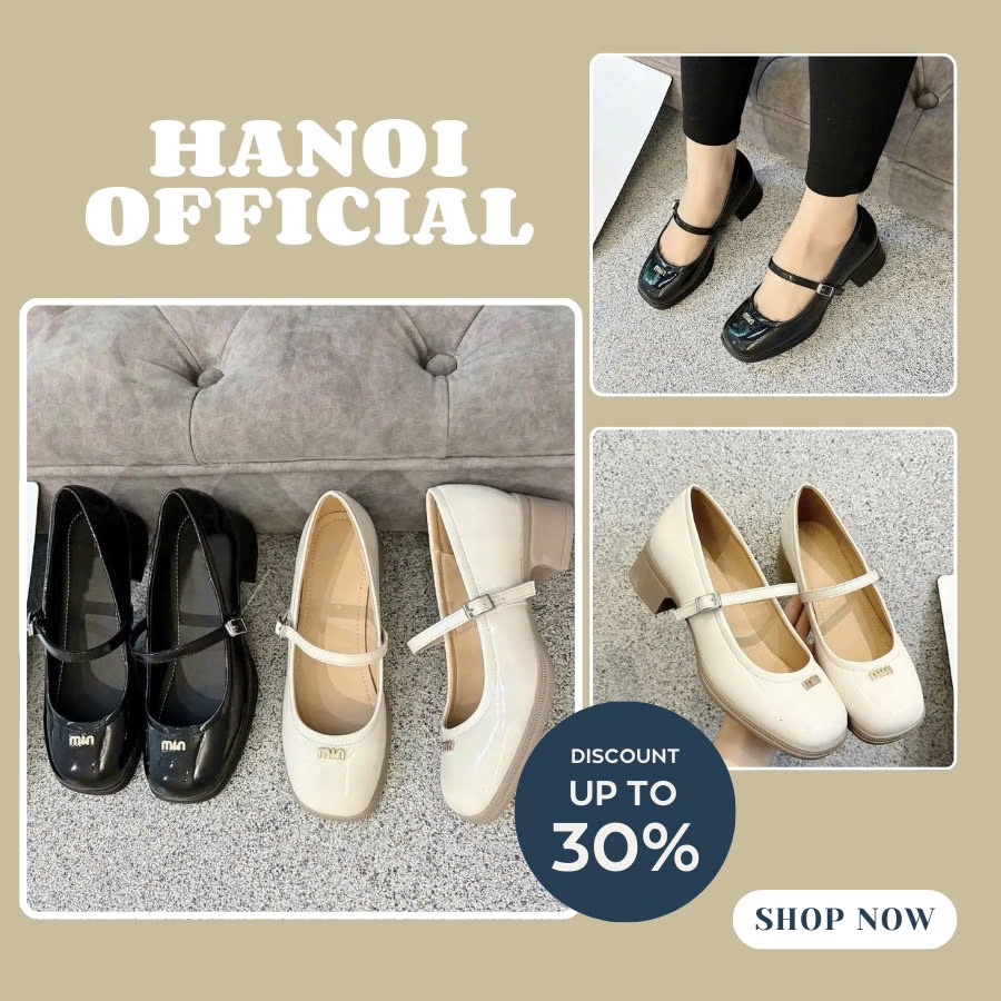 Giày Nữ Quai Vắt Mũi Vuông Gắn Tag Min, Gìay Búp Bê Nữ Đế Cao Full Size - N01
