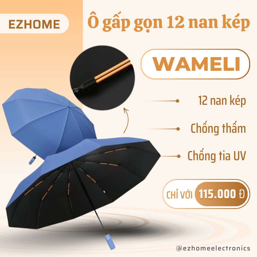 Ô Che Mưa Gấp Gọn 24 Nan, Dù Gấp Gọn 12 Nan Kép Tự Động Che Mưa Nắng Chống Lật Chống Thấm Chống UV
