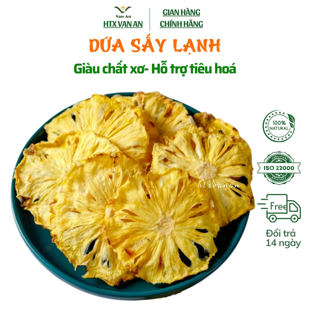 Dứa sấy lạnh 100G (Thơm sấy) hàng Việt HTX Vạn An thơm ngon làm trà detox hoa quả sấy hoặc ăn vặt