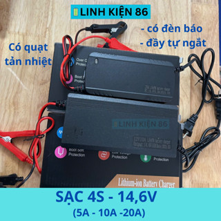  Bộ Sạc 4S 14.6V 5A 10A 20A  Đầu Kẹp Đỏ Đen 