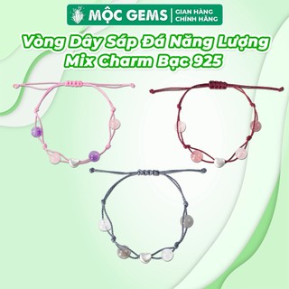  Vòng Tay Dây Sáp Handmade Đá Năng Lượng Mix Charm Bạc 925 Mộc Gems Giúp Thu Hút May Mắn Tích Cực 