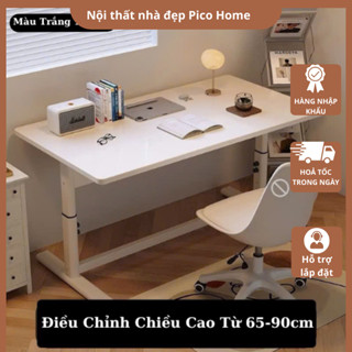 Bàn học chất liệu gỗ khung kim loại nâng hạ đa năng, Bàn Làm việc điều chỉnh chiều cao thông minh đa chức năng chất