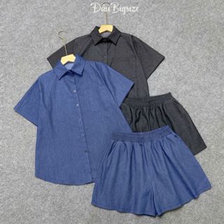  Bộ Sơ Mi Nữ Bigsize Phom Bigsze  Quần + Áo  Jean Giấy Pha Thun Ruby Cao Cấp Cho Các Nàng Big Size  SET856 