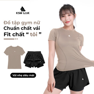 Đồ tập gym nữ có túi/không túi KSMLOOK vải nhẹ mát, đồ thể thao nữ phù hợp làm quần áo chạy bộ, tập pickleball -QA571B