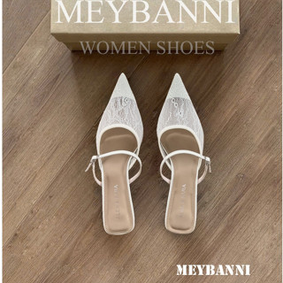 Giày Cao Gói Mũi Nhọn MEYBANNI Gót Nhọn 3cm Ren Lưới Tiểu Thư - D802