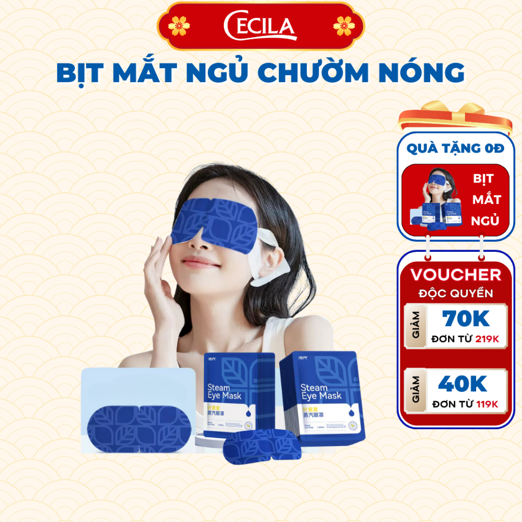 [ Quà Tặng]- Bịt mắt ngủ chườm nóng Cecila cao cấp dùng 1 lần