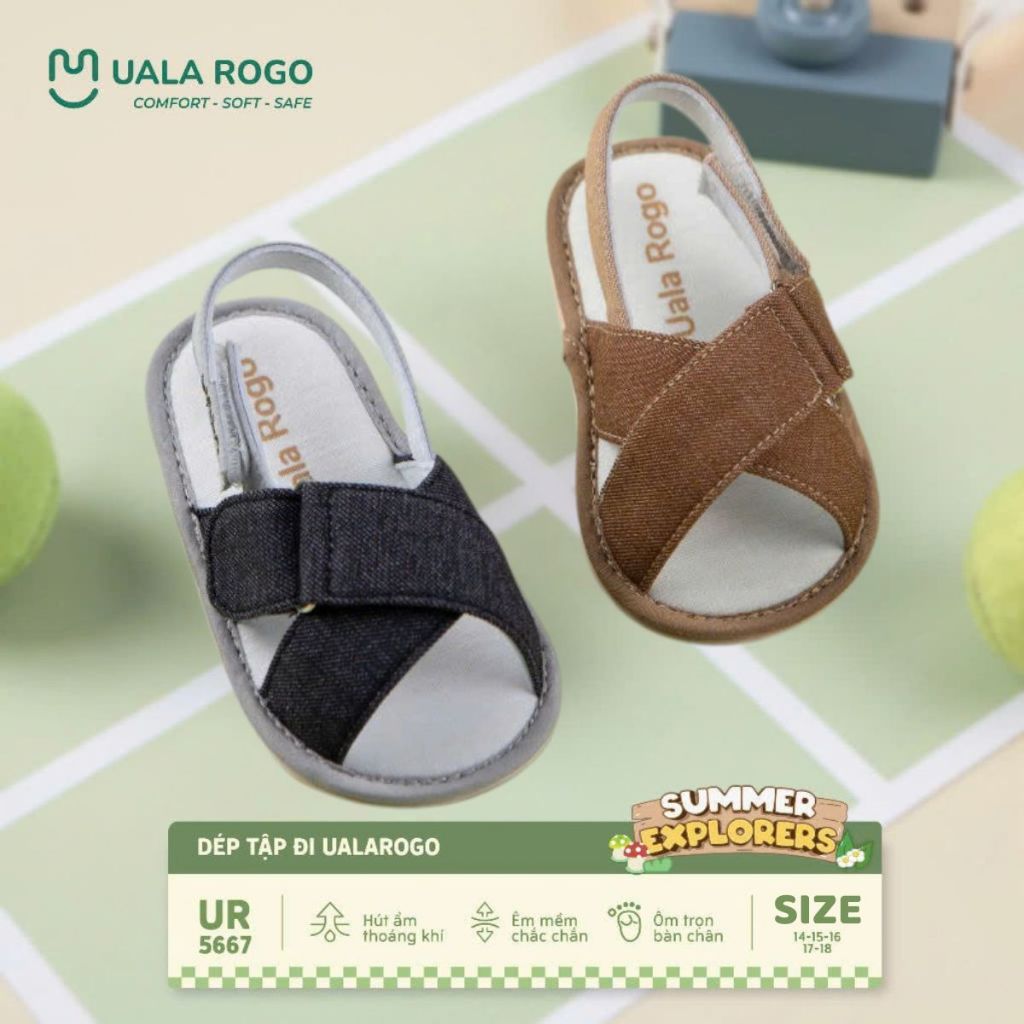 Dép bé trai bé gái tập đi Ualarogo sandal đế cao su chống trượt xăng đan quai dán điều chỉnh 5667