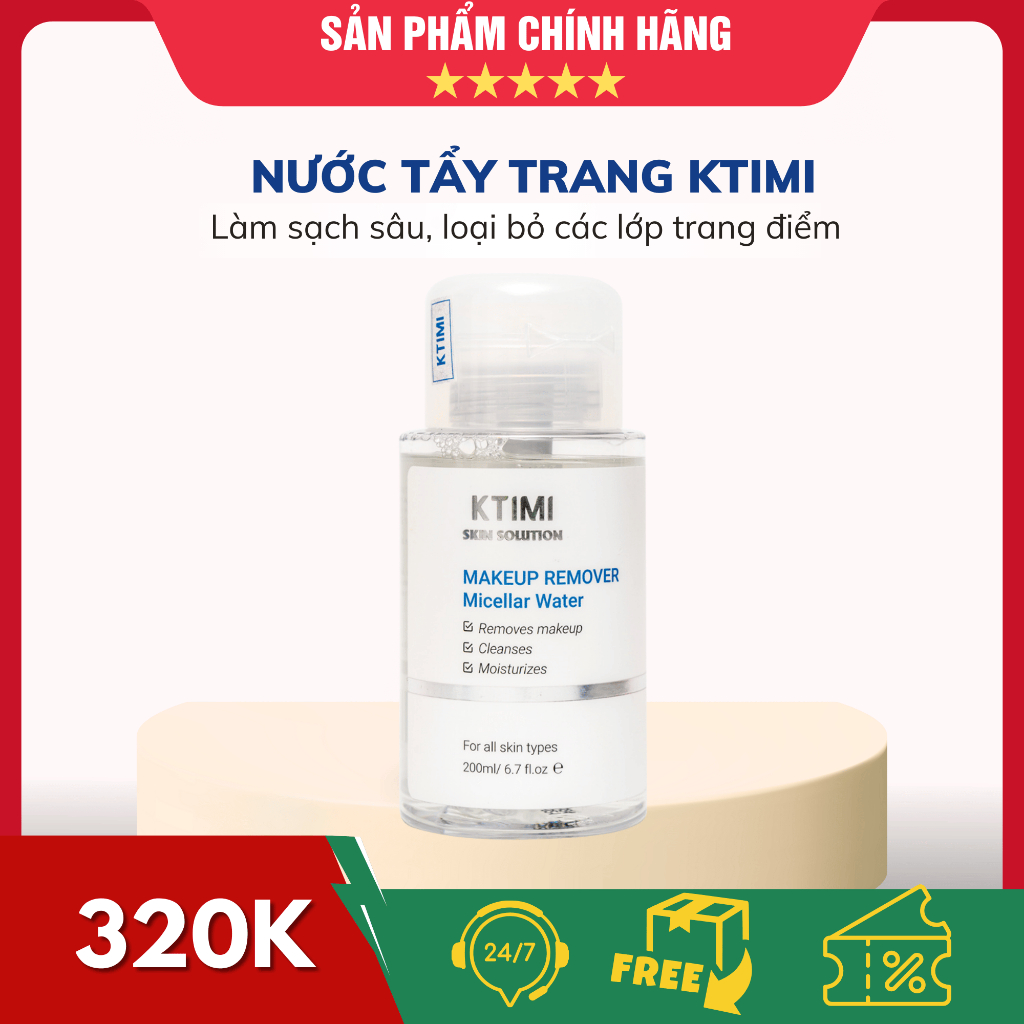 KTIMI Tẩy Trang Nước Micellar, Phù hợp Tất cả các loại da