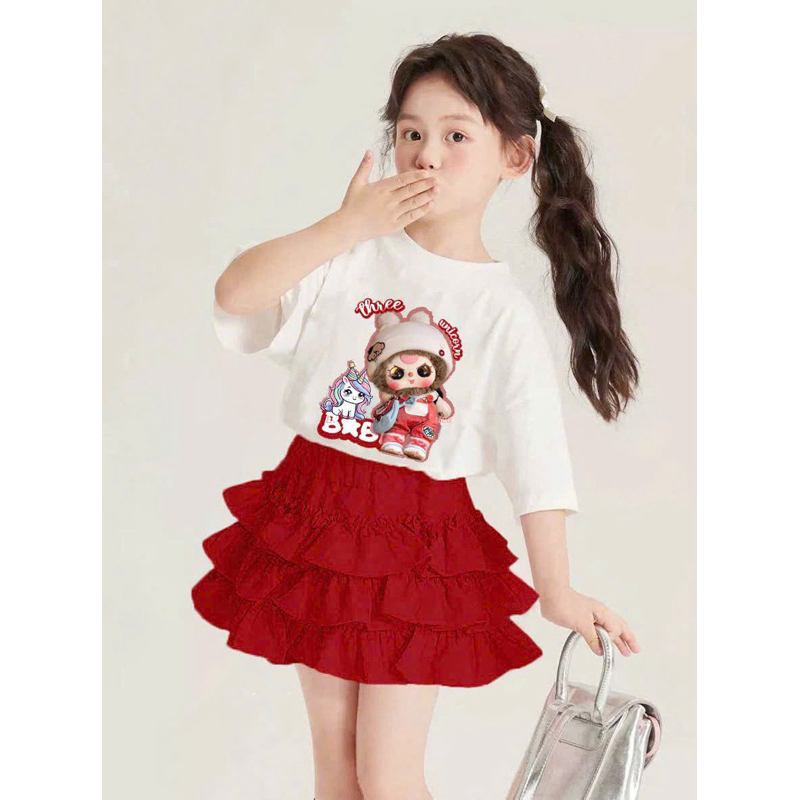 SET BB3 UNICORN ÁO TRẮNG CV ĐỎ TẦNG