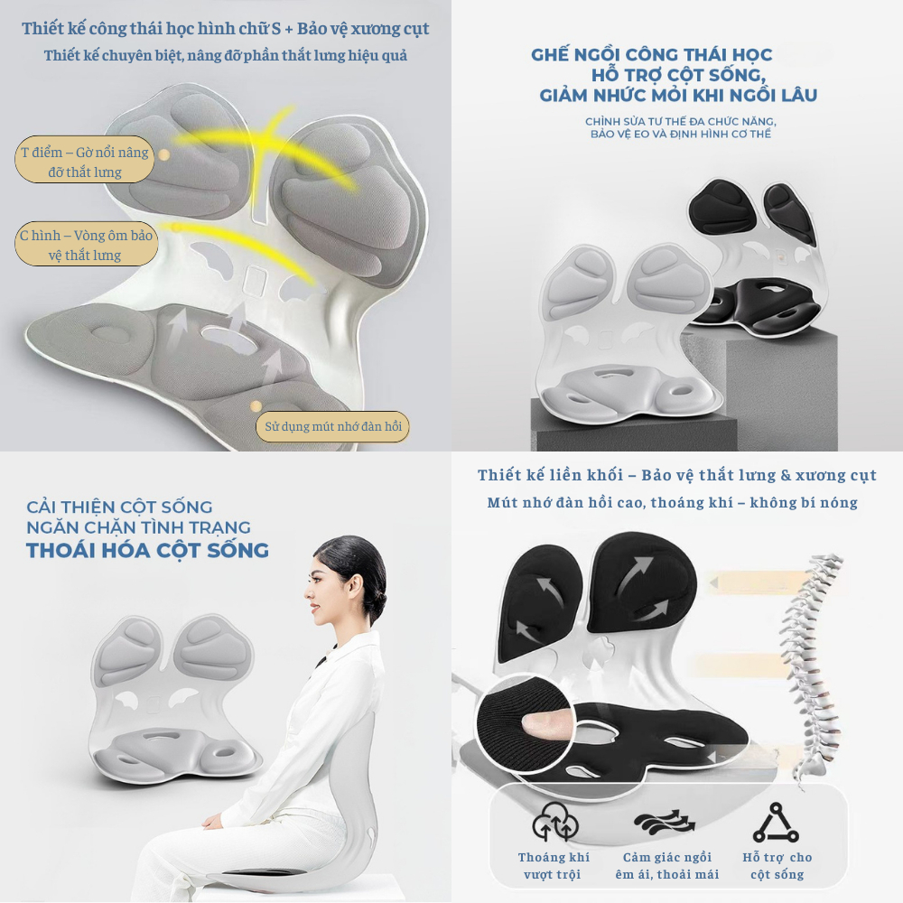 Ghế Công Thái Học Điều Chỉnh Dáng Ngồi  Chống Gù Giảm Đau Mỏi Lưng Dùng Cho Nam Nữ, Trẻ Em | BigBuy360 - bigbuy360.vn