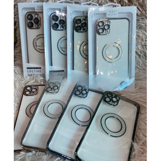 Ốp lưng dẻo trong viền vuông màu CÓ LỚP KÍNH bảo vệ Camera iPhone 11 12 13 pro max đính đá chìm