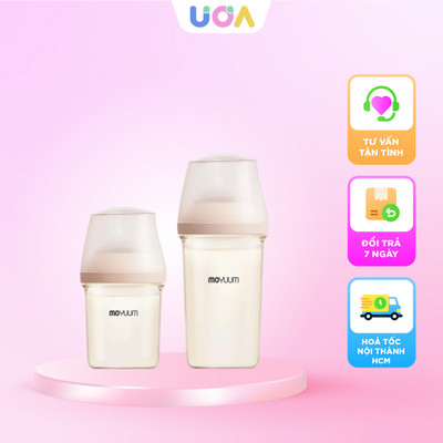 Bình sữa Moyuum PPSU Movaa bản trơn và hoạ tiết cổ bình rộng (160ml/ 250ml)