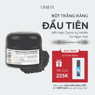 Bột trắng răng than Ngọc Trai UMIHA (30g) - Trắng răng với bột trắng răng thành phần Than hoạt tính, Canxi, Bột than tre