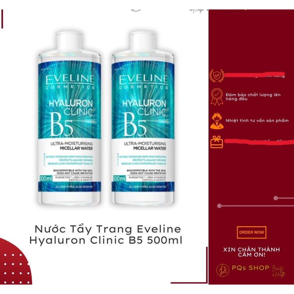 Nước Tẩy Trang Eveline Hyaluron Clinic B5 500ml