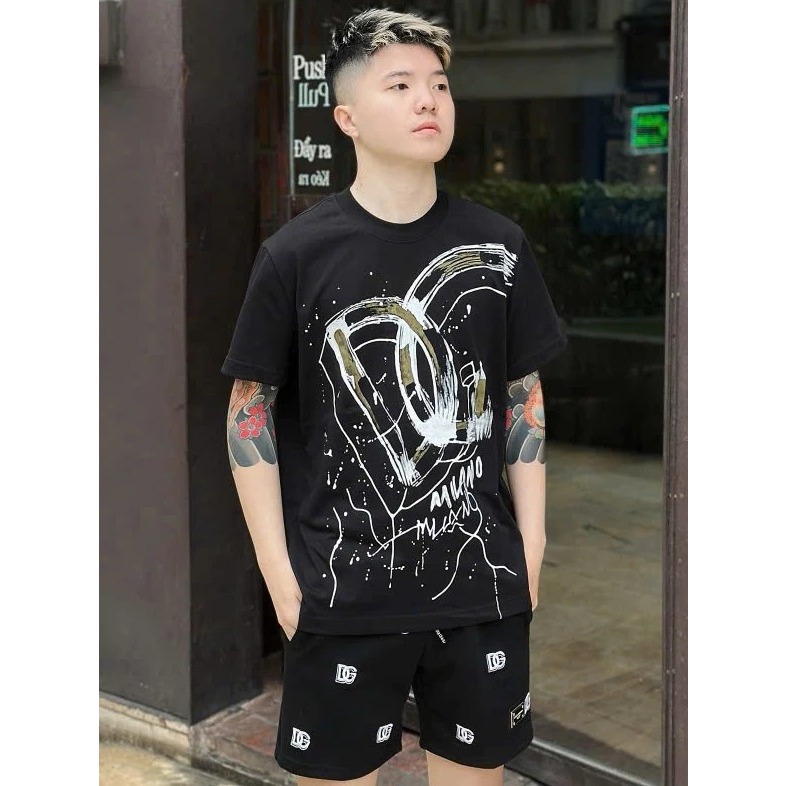 Bộ cộc tay Nam DG2 SIÊU CẤP Áo In Chữ Logo IN Siêu Đẹp Quần In logo sắt- Áo Thun Nam Nữ In Chữ Cao Cấp
