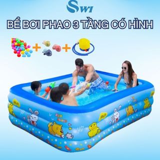 Hồ Bơi Cho Bé, Bể Bơi Phao Trong Nhà 3 Tầng 3M, 2M6, 2m1,1m8,...Dày Dặn Bền Đẹp, Lỗi 1 Đổi 1