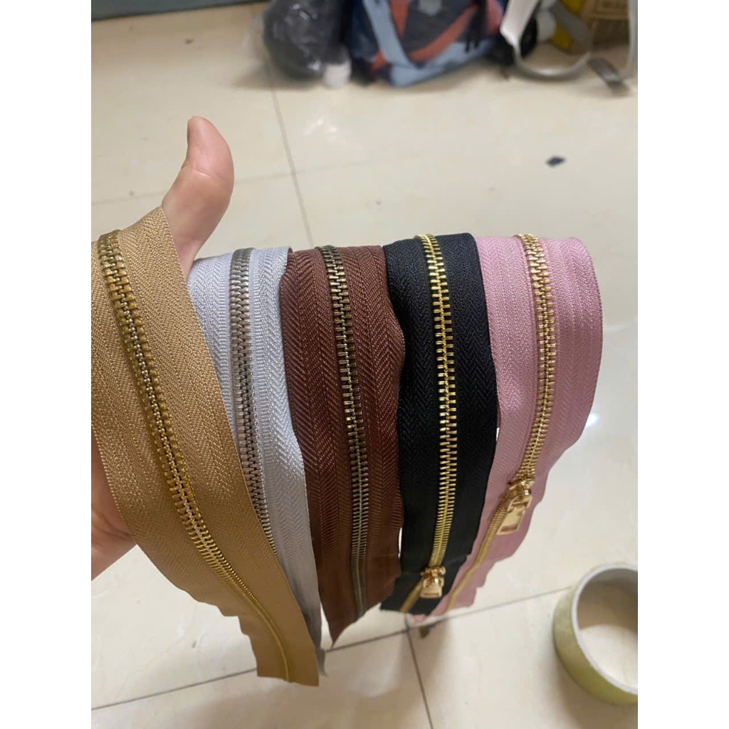 1mét Dây kéo răng đồng 2 chiều răng 5( kèm 2 củ khoá)