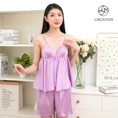 (Mua 1 được 2) Bộ đồ mặc nhà LMcation - Áo dây mặc nhà & Quần đùi mặc nhà LMcation Lavender - Màu Tím
