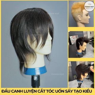  Đầu manocanh nam học tóc tóc thật 99% đầu ma nơ canh nam tóc thật cho học viên thợ tóc 