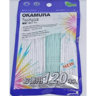 Tăm nhựa nha khoa Okamura 120 que giúp làm sạch kẽ răng, loại bỏ mảng bám, an toàn cho người sử dụng