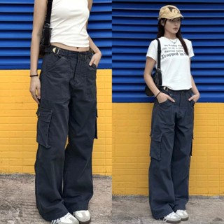 (sẵn) Quần kaki ống suông rộng túi hộp màu xanh đen trơn cơ bản QKK003 - Tiktik