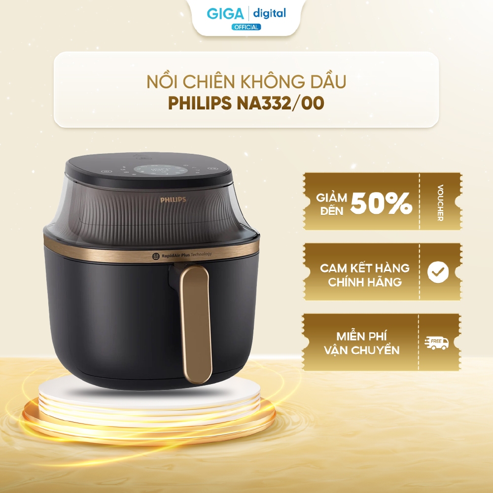 Nồi chiên không dầu Philips NA332/00 6.2 lít - Công suất 2000W - Cửa sổ kính - Công nghệ RapidAir Pl