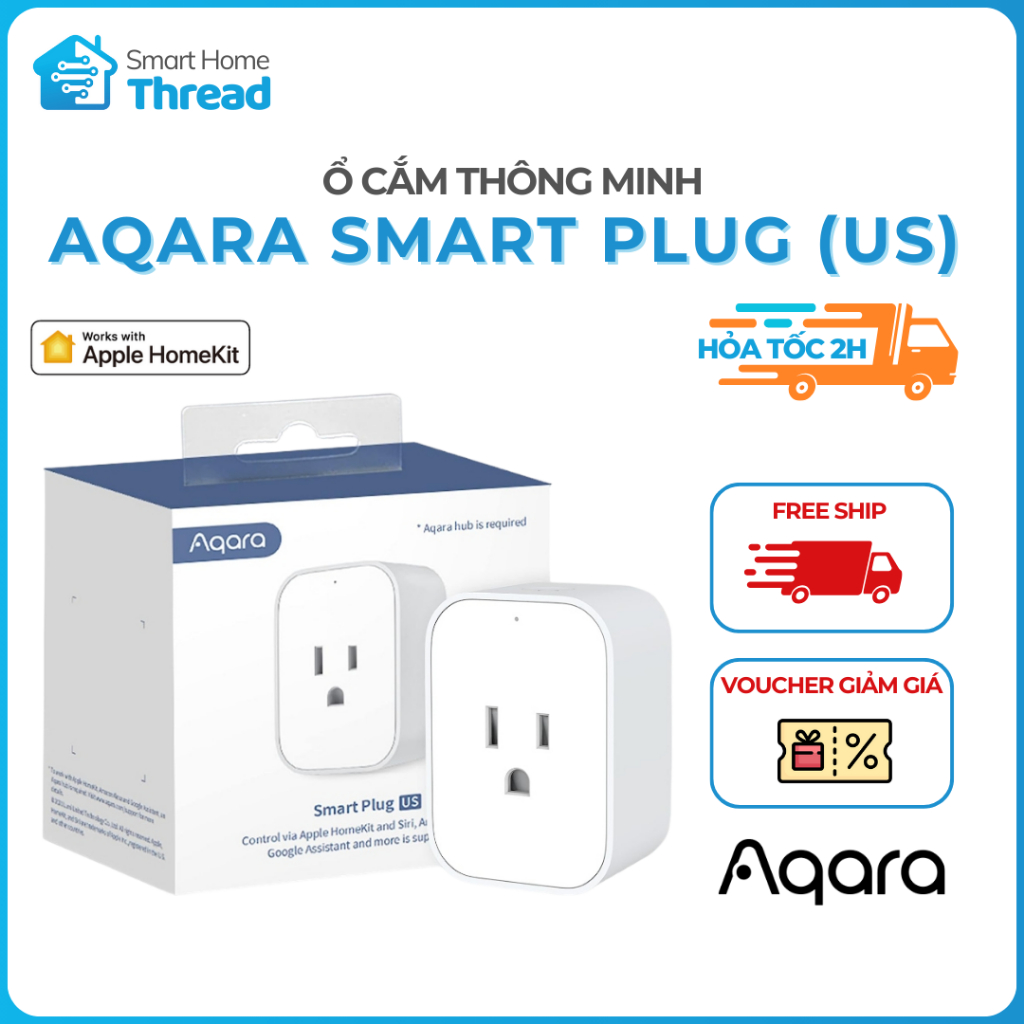 Ổ Cắm Thông Minh Aqara Smart Plug - Chuẩn US. Chân Dẹp, Tương Thích Apple Homekit - BẢN QUỐC TẾ