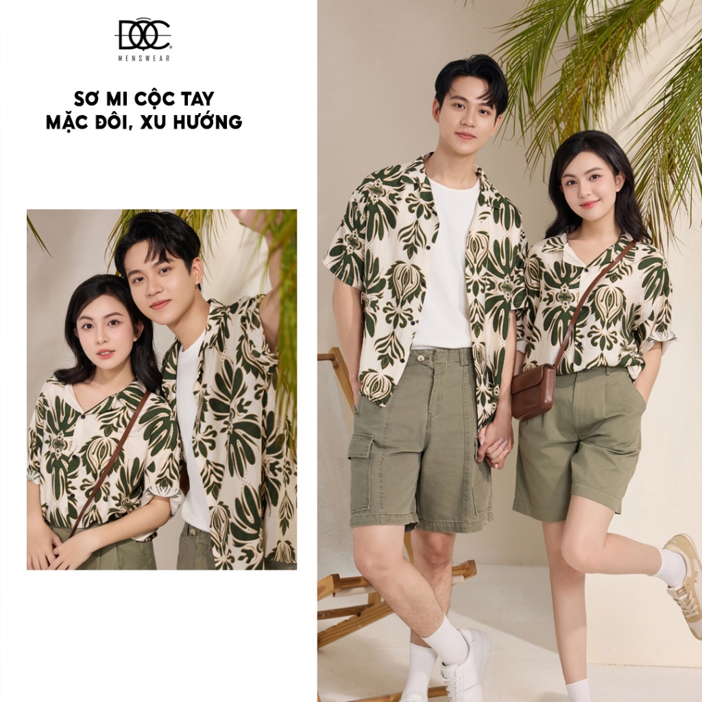 Áo sơ mi đôi tay ngắn Độc menswear trẻ trung, mặc du lịch biển năng động - SMC32