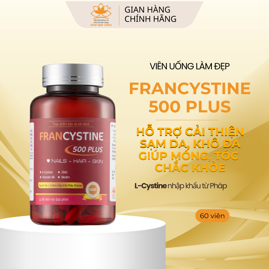 Viên uống FRANCYSTINE 500 PLUS NAILS – HAIR – SKIN hỗ trợ cải thiện sạm da, khô da, giúp tóc, móng c