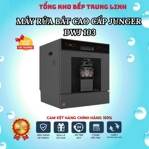 Máy Rửa Chén JUNGER DWJ 103 - 13 Bộ - Hệ Thống Tay Phun Sạch Toàn Diện - 8 Chương Trình - Tự Làm Sạch Máy - Khử Khuẩn UV
