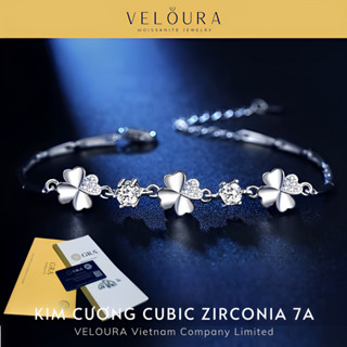  Vòng Tay Bạc Nữ Cỏ Bốn Lá - Cubic Zirconia 7A Cao Cấp - Chính Hãng VELOURA | VJVT011 