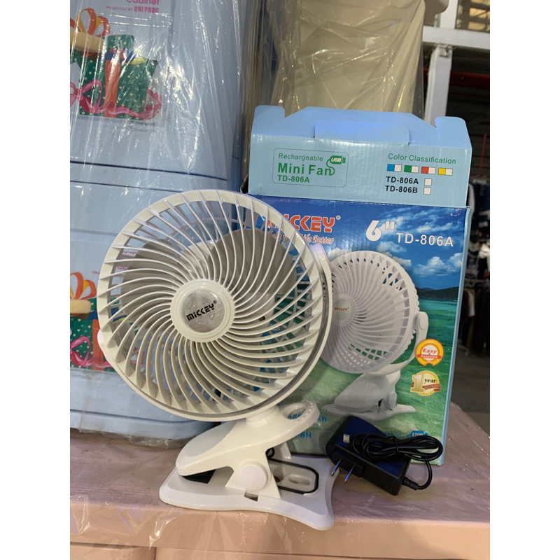 Quạt tích điện Mickey rộng 20cm cao 28cm