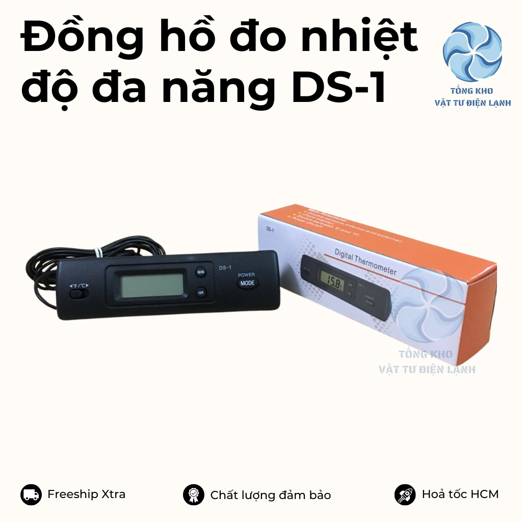 Nhiệt kế đa năng DS-1, nhiệt kế tủ lạnh, đồng hồ đo nhiệt độ ô tô, đo nhiệt độ đa năng DS-1 - Tay đo nhiệt độ