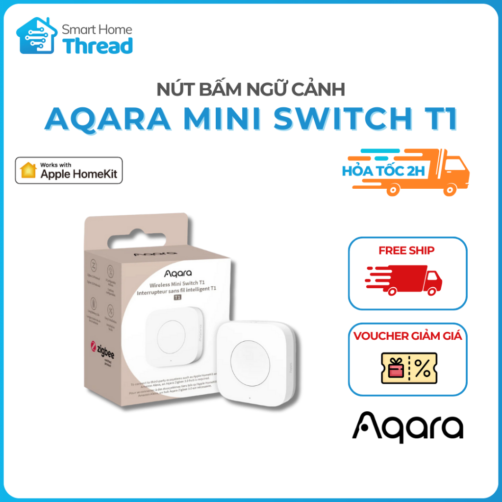 Aqara Mini Switch T1 - Nút Bấm Ngữ Cảnh, Kết Nối Zigbee 3.0, Pin 2 Năm, Aqara Home, Apple HomeKit - 