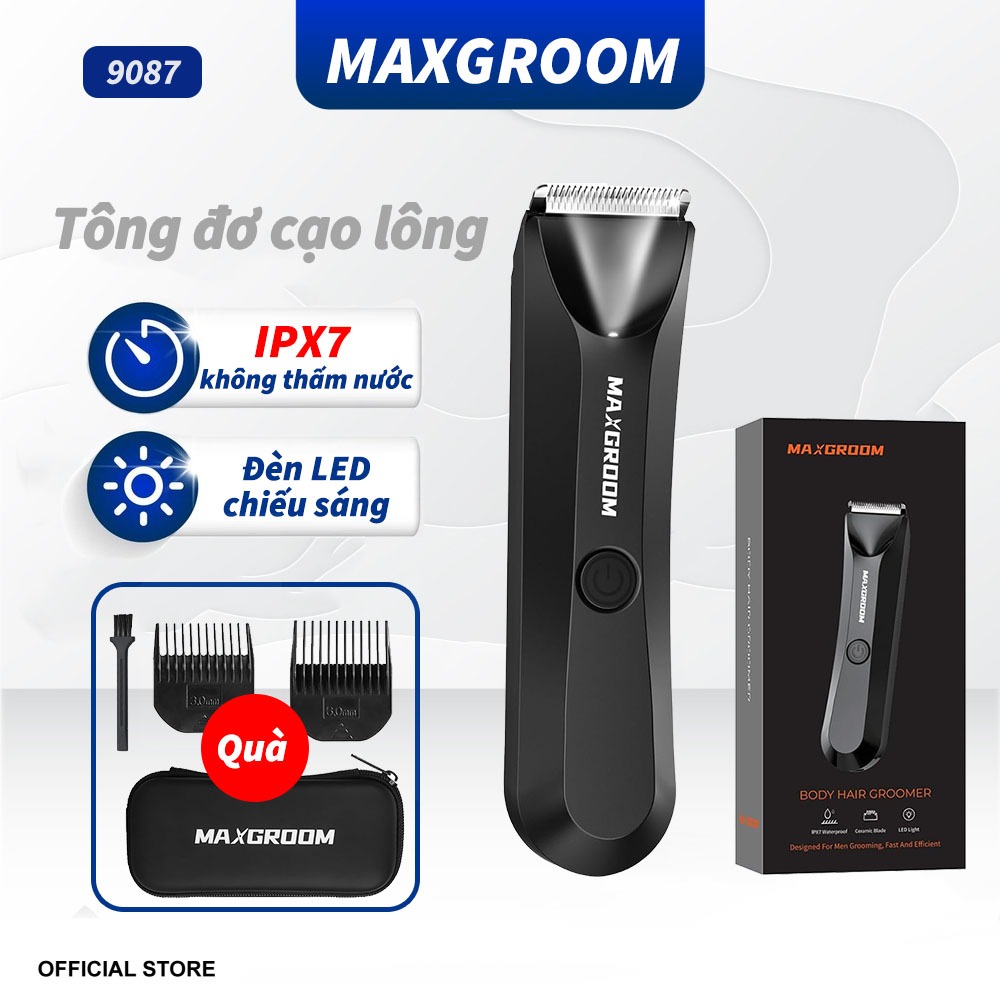  MAXGROOM Tông đơ Cạo Lông Vùng Kín Nách nam thiết kế đa năng chống thấm nước kèm túi đựng tiện lợi 
