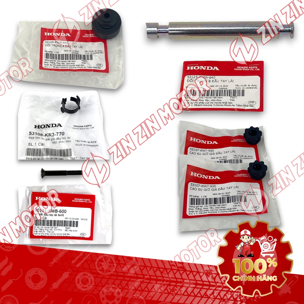 Full Bộ Gù, Đối Trọng Tay Lái Wave RSX 2019 2020 2021 2022 2023 53105-KWW-640, 53125-KWW-640 Chính H