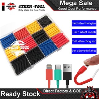  164  530 chiếc 2: 1 Ống co nhiệt Các loại Polyolefin cách nhiệt Dây bọc cáp bọc Hộp túi ống gen dây co nhiệt cách điện 