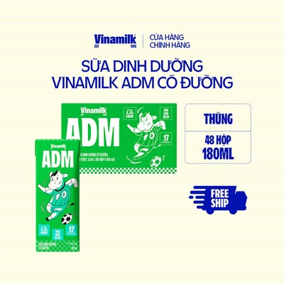 Thùng 48 Hộp sữa dinh dưỡng Vinamilk ADM có đường 180ml