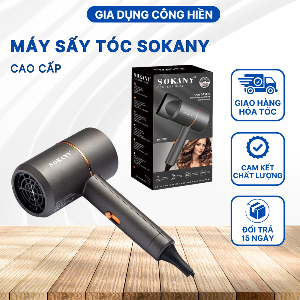 Máy Sấy Tóc SOKANY SK-8807 Hai Chiều Nóng Lạnh Công Suất Lớn 1200W 3 Chế Độ Sấy, Tạo Kiểu Chăm Sóc Tóc Chuẩn Salon