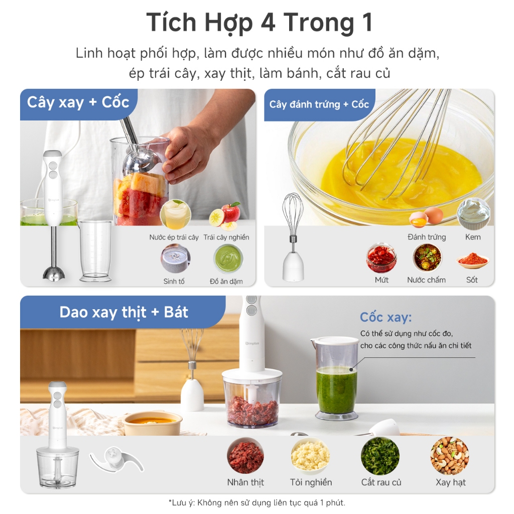 Simplus Máy Xay Cầm Tay Xay Thịt Đánh Trứng Xay Thực Phẩm Cho Bé Ép Trái Cây Làm Sốt Làm Bánh Xay Hạt JBBA003 | BigBuy360 - bigbuy360.vn