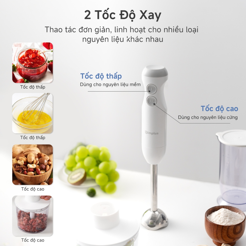 Simplus Máy Xay Cầm Tay Xay Thịt Đánh Trứng Xay Thực Phẩm Cho Bé Ép Trái Cây Làm Sốt Làm Bánh Xay Hạt JBBA003 | BigBuy360 - bigbuy360.vn