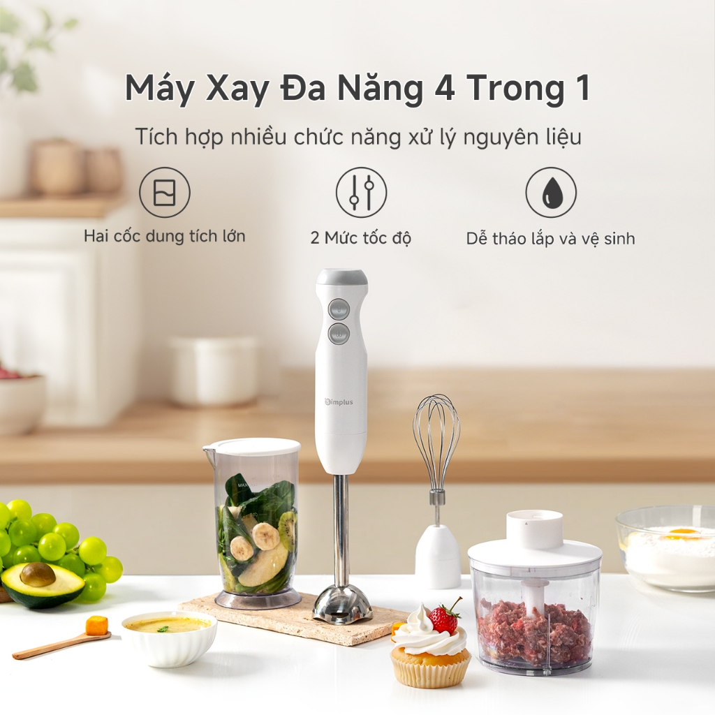 Simplus Máy Xay Cầm Tay Xay Thịt Đánh Trứng Xay Thực Phẩm Cho Bé Ép Trái Cây Làm Sốt Làm Bánh Xay Hạt JBBA003 | BigBuy360 - bigbuy360.vn