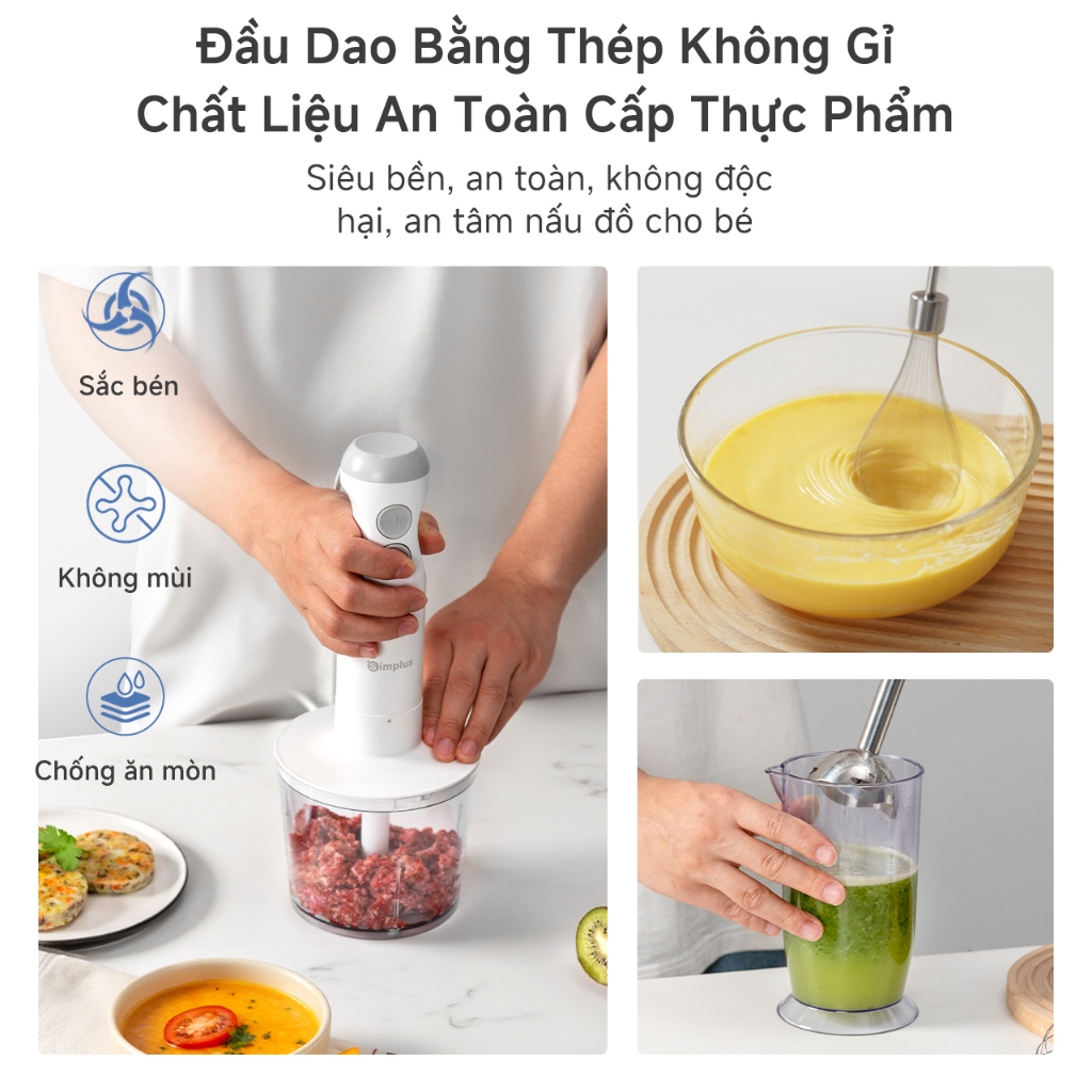 Simplus Máy Xay Cầm Tay Xay Thịt Đánh Trứng Xay Thực Phẩm Cho Bé Ép Trái Cây Làm Sốt Làm Bánh Xay Hạt JBBA003 | BigBuy360 - bigbuy360.vn
