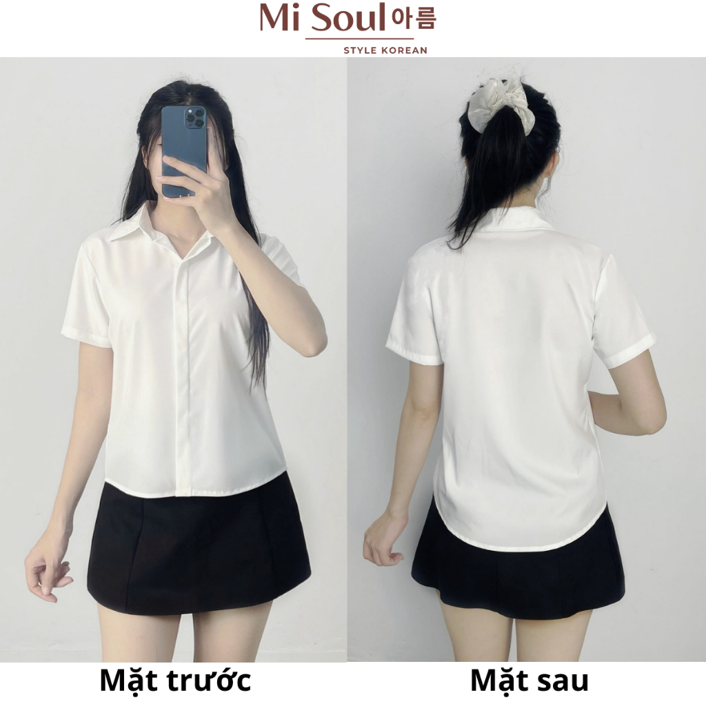 Áo Sơ Mi Nữ Cộc Tay MiSoul Chất Kate Lụa Mềm Mại BigSize, Áo Trắng Học Sinh Tay Ngắn 419 | BigBuy360 - bigbuy360.vn