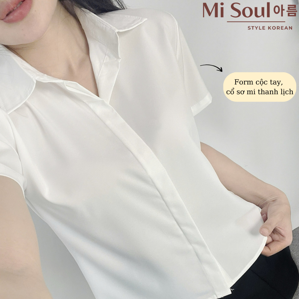 Áo Sơ Mi Nữ Cộc Tay MiSoul Chất Kate Lụa Mềm Mại BigSize, Áo Trắng Học Sinh Tay Ngắn 419 | BigBuy360 - bigbuy360.vn