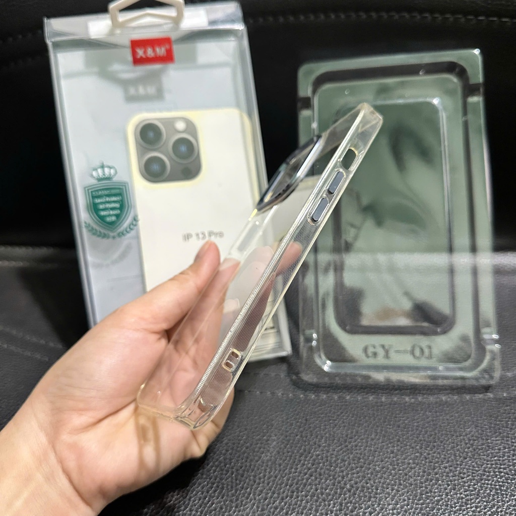 Xả - Ốp lưng X&M trong viền camera màu iPhone 13 pro siêu đẹp ( viền camera đen) (999)