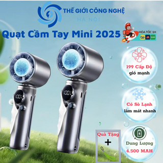 Quạt Cầm Tay Mini Hot Trend 2025 Sạc Điện 4500mAh, Quạt Phản Lực Cầm Tay Nhiều Tốc Độ Gió, Màn Hình LED