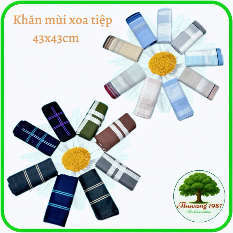 Khăn mùi xoa tiệp , khăn tay bỏ túi nam nữ 100% cotton 43x43cm